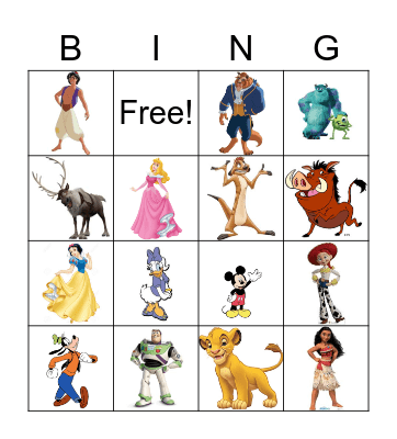 Disney Bingo Card