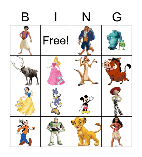 Disney Bingo Card