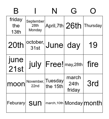 日本語 Bingo Card