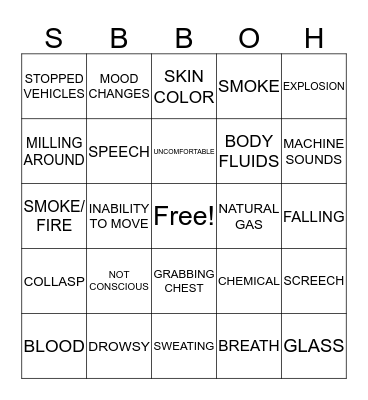EMERGENCY BINGO Card