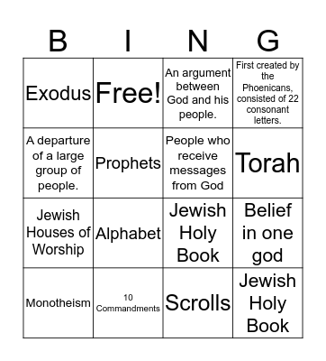 Judaism Bingo Card Bingo Card