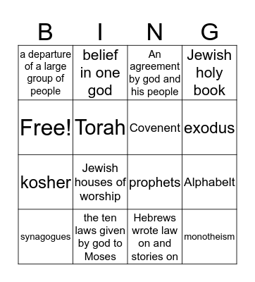 Judisim  Bingo Card