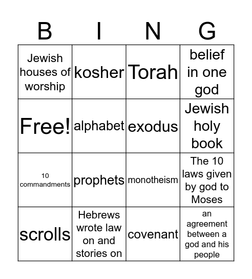 judaism bingo Card