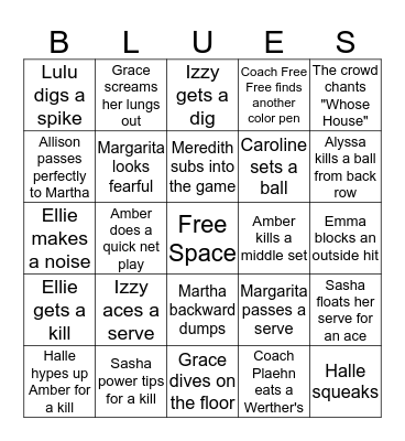 Varsity Blues Volleyball Breast Cancer Awareness Bingo Card