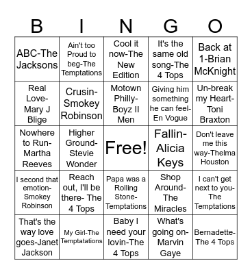 BB82 R&B Par-Tee! Bingo Card