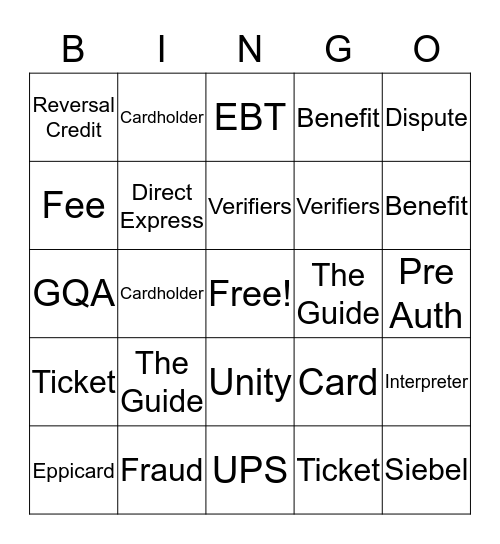 Customer Service Appreciation Bingo Card