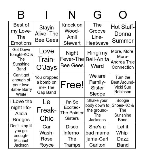 BB85 Disco Par-tee! Bingo Card