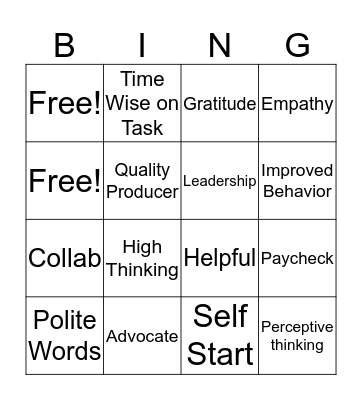 Kickboard Bingo  Bingo Card