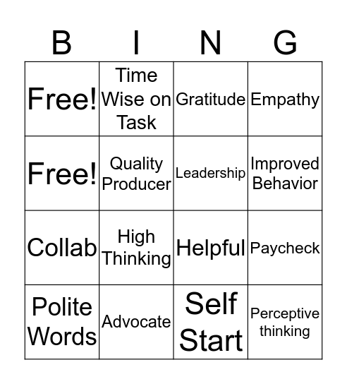 Kickboard Bingo  Bingo Card
