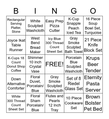 Lindsay's Bridal Shower  Bingo Card
