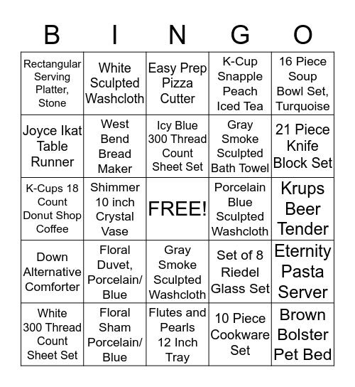 Lindsay's Bridal Shower  Bingo Card