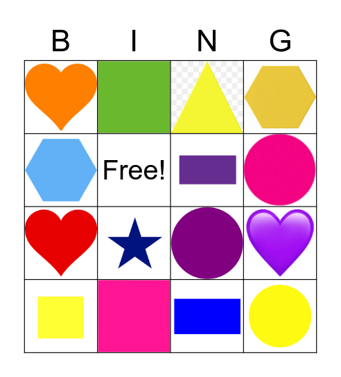 Colors and Shapes BINGO Card