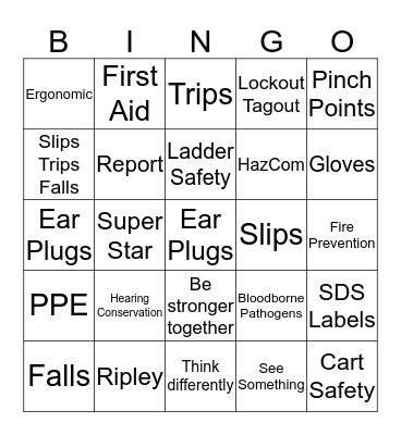 Be a PART of Safety  Bingo Card