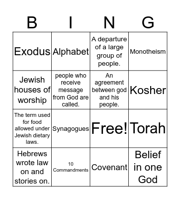Judaism Bingo Card