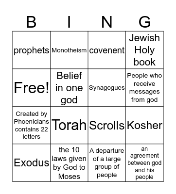 Isrealites Bingo Card