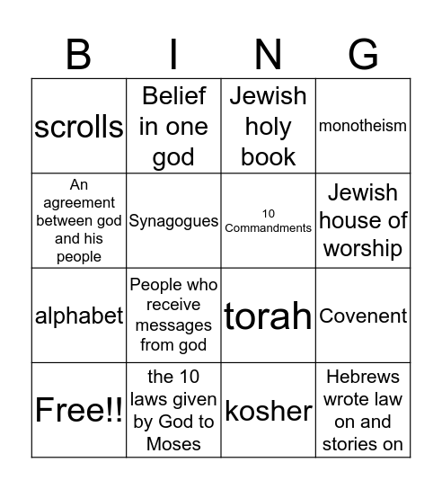 Judaism Bingo Card