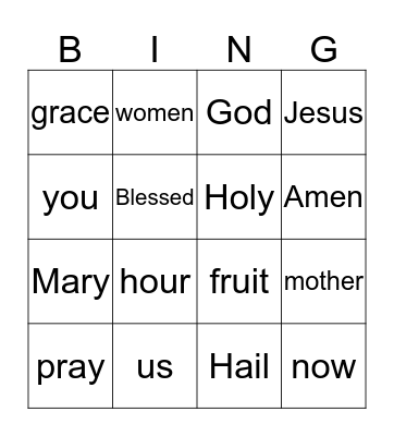 Hail Mary Bingo Card