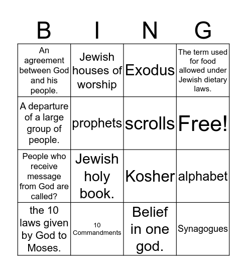 Judasim Bingo  Bingo Card