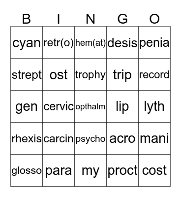Dean Vaughn 1-14 Bingo Card