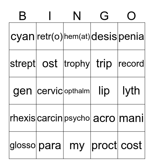 Dean Vaughn 1-14 Bingo Card