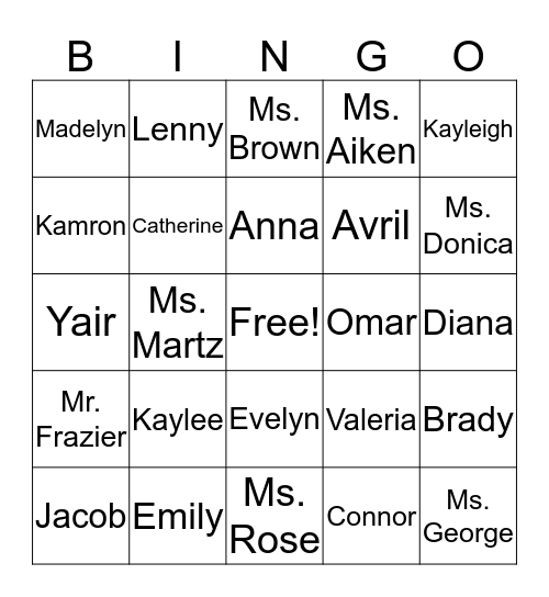 Who is it? Bingo Card