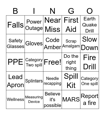 Be Part of Safety Bingo Card