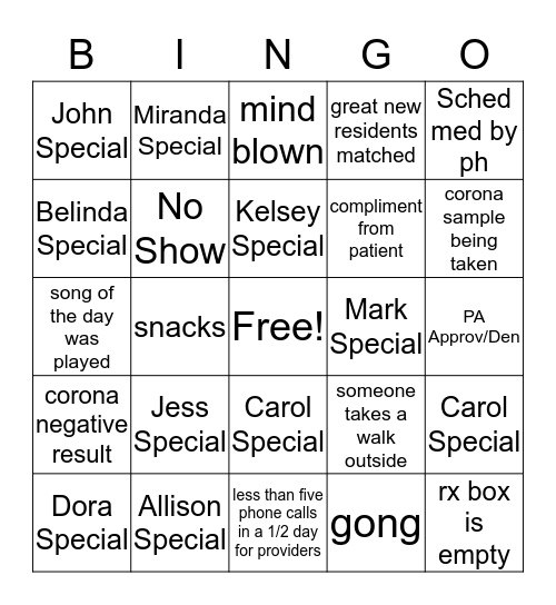 Ballingo! Bingo Card