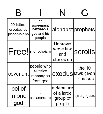 Judaism bingo Card