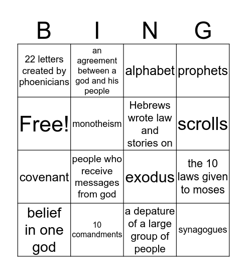 Judaism bingo Card