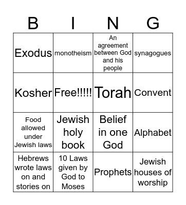 Judaism Bingo Card