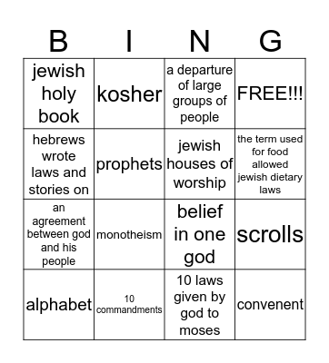 J u D a I s M  B i N g O Bingo Card