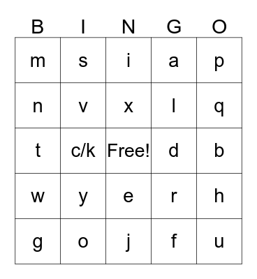 Alphabet Bingo Card