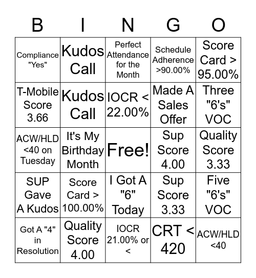 Taylor Made Bingo Card