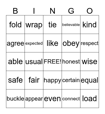 Un- or Dis- ? Bingo Card