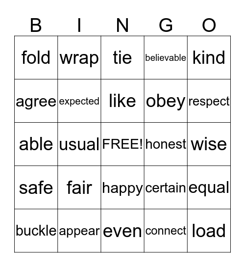 Un- or Dis- ? Bingo Card