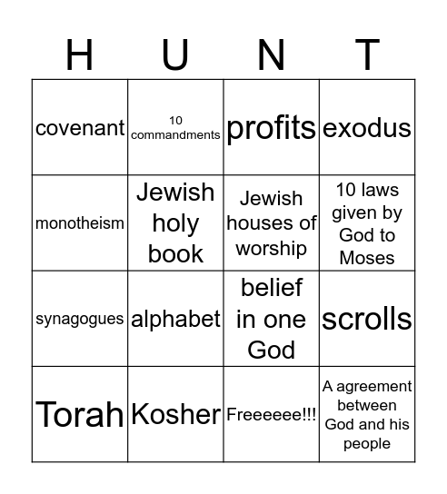 Israelite bingo Card