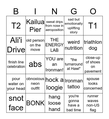 Ironman World Championship Bingo Card