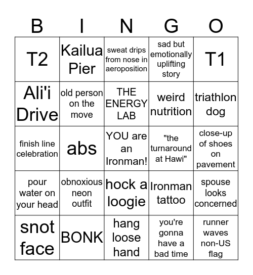 Ironman World Championship Bingo Card