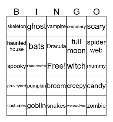Halloween Bingo Card