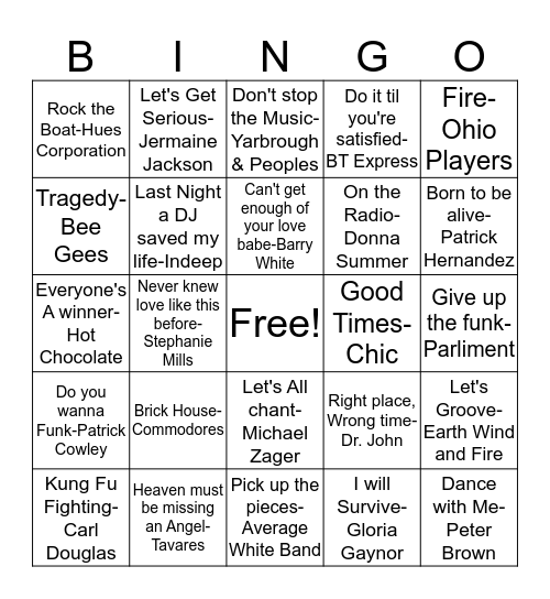 BB89 Soul Train! Bingo Card