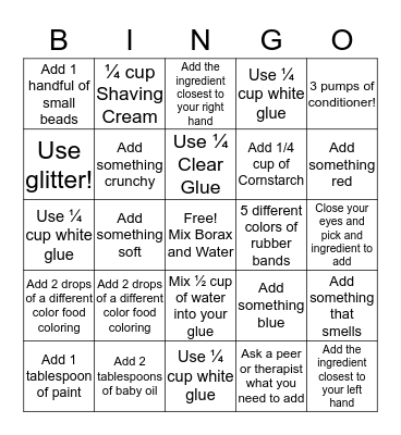 SLIME BINGO Card