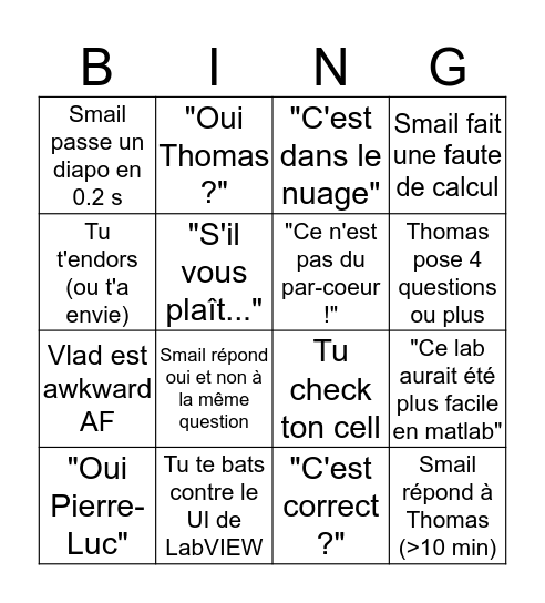 Bingo Méthodex Bingo Card