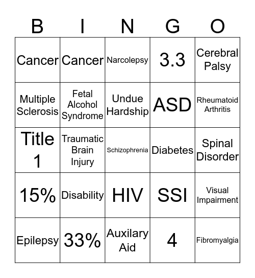 ADA Bingo Card