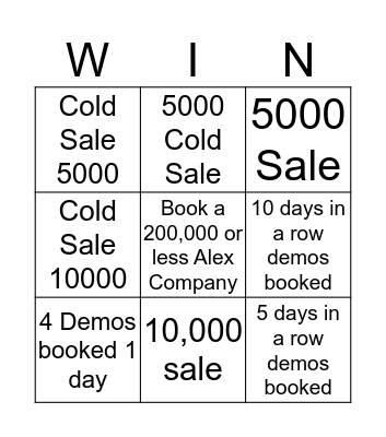 SALES BINGO Card