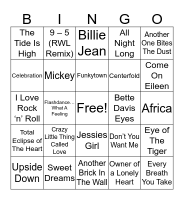 Music Bingo Card