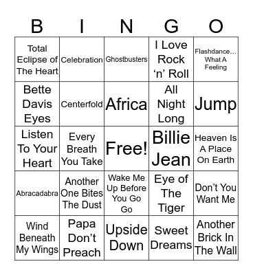 Music Bingo Card