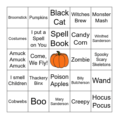 Hocus Pocus Bingo Card