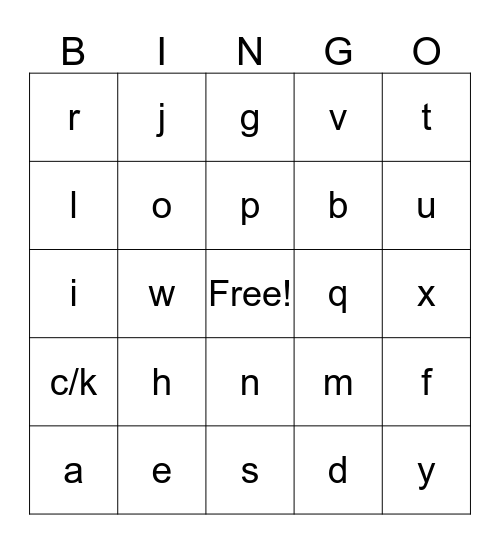 Alphabet Bingo Card