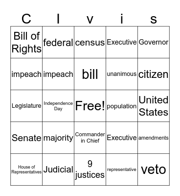 Social Studies Bingo Card