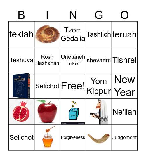 Rosh Hashana/Yom Kippur Bingo Card